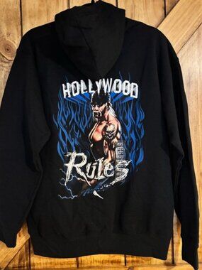 Boy’s Hollywood Rules Hulk Hogan Graphic Hoodie Black Size Large